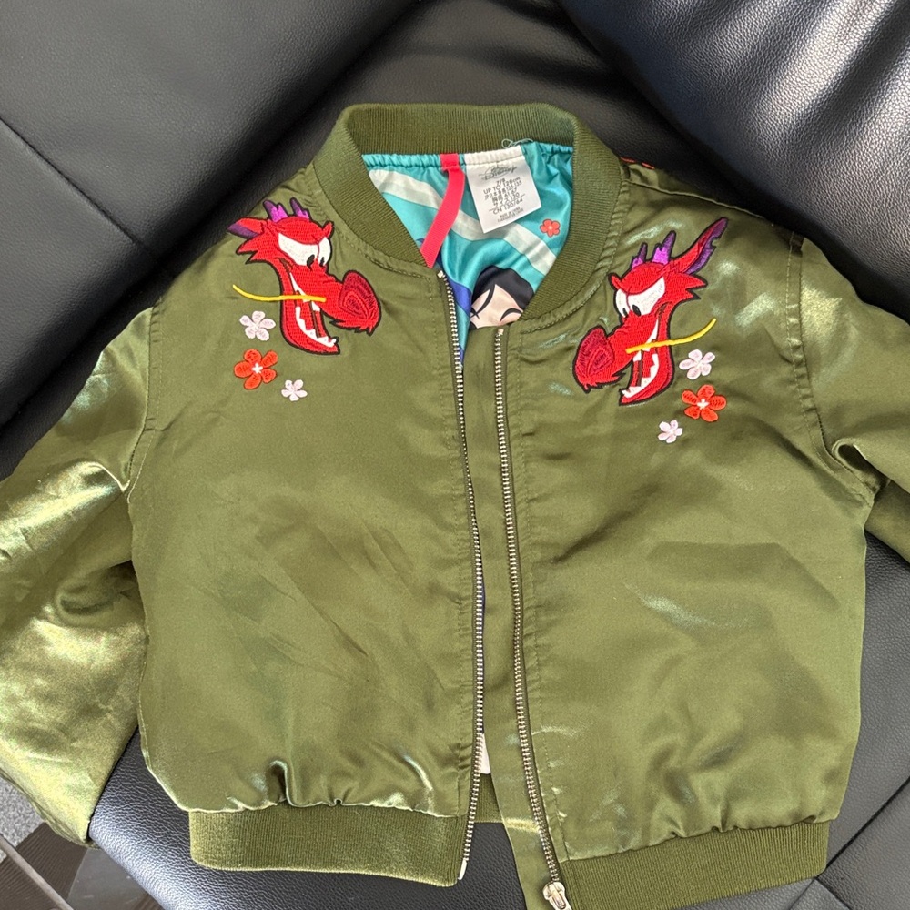 Disney Kids Olive Green Embroidered Jacket